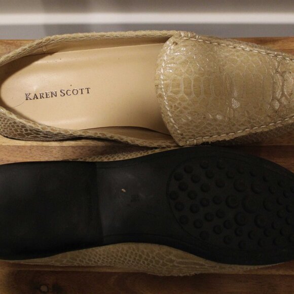 Karen Scott Cream Snake Skin Style Driving Loafers - Sz 8.5M - Picture 4 of 4